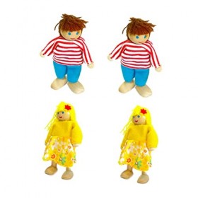 ibasenice 4 Pièces Famille Poupée Enfants Jouets en Bois Jouets pour Enfants Bébé Infantile Jouets Famille Poupée Collection 