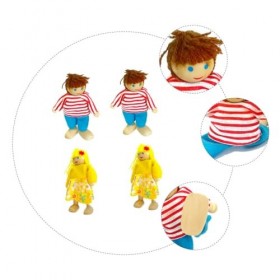 ibasenice 4 Pièces Famille Poupée Enfants Jouets en Bois Jouets pour Enfants Bébé Infantile Jouets Famille Poupée Collection 