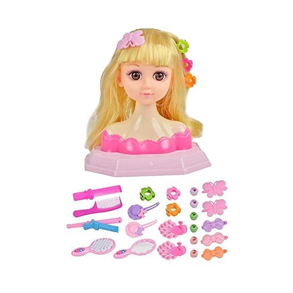 itrimaka Tête Poupée Coiffure Styling Doll Head Girls Set Jeu avec AccessoireBeauté Et Mola Moitié du Corps Peut Être Maquill