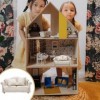 Fituenly 1: 12 Poupées Canapé, Dollhouse Miniature Furniture Wooden Doll House Mini Canapé avec 2pcs Pillow, Dollhouse Living