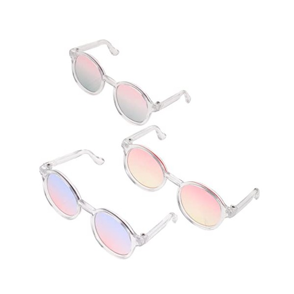 Toyvian 3 Pièces 6 Points Poupée Lunettes Lunettes De Soleil Claires Lunettes en Plastique Transparent Costume Lunettes Poupé