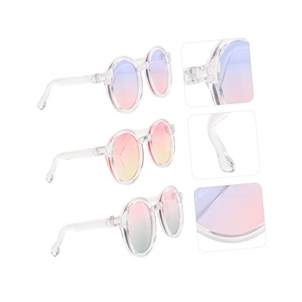 Toyvian 3 Pièces 6 Points Poupée Lunettes Lunettes De Soleil Claires Lunettes en Plastique Transparent Costume Lunettes Poupé