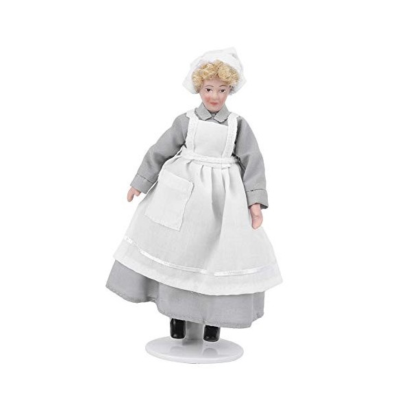 Miniature Porcelaine PoupéE ModèLe Maison De PoupéE Ornement PoupéE Chef Homme Serviteur Mobile en CéRamique PoupéE pour La D