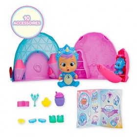 Cry Babies Magic Tears Icy World Dinos, Poupée Surprise à Collectionner qui Pleure de Vraies Larmes et son Animal Dinosaure d