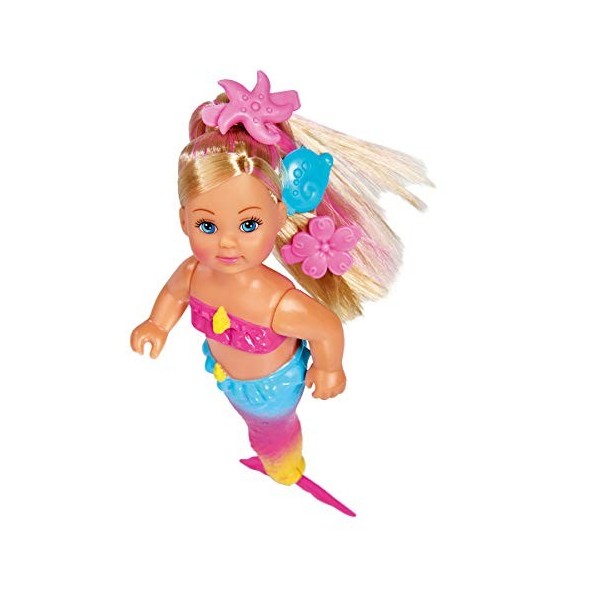 Simba 105733318 – Evi Love Swimming Mermaid, Evi en sirène, Peut Vraiment Nager avec Figurine de Poisson, poupée de Dressing,