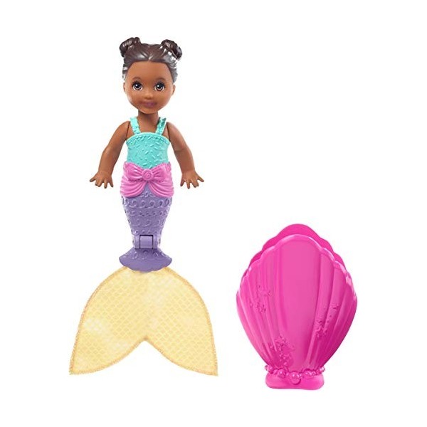 Barbie Dreamtopia Coffret Surprise mini-poupée Sirène Chelsea 10 cm avec coquillage, modèle aléatoire, jouet pour enfant, GHR