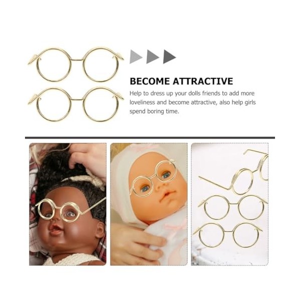 Toyvian 12 Pièces Lunettes en Métal De Poupée pour Poupées De 18 Pouces Mini Montures De Lunettes De Poupée Cerclée Lunettes 