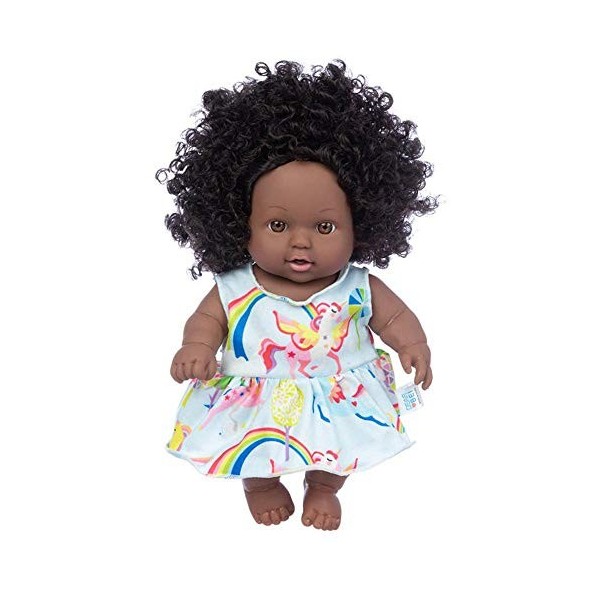 Uteruik Poupée noire de 20,3 cm - Poupée de bébé africaine américaine avec robe - Vêtements pour enfants - Cadeau danniversa