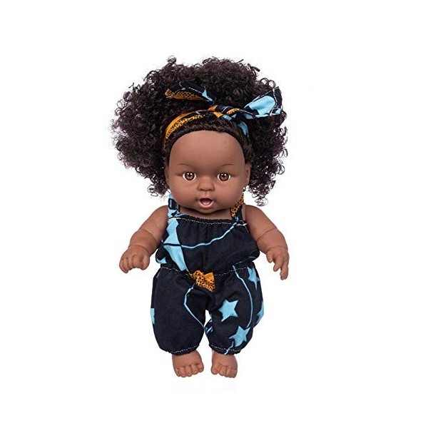 Uteruik Poupée noire de 20,3 cm - Poupée africaine américaine avec bandeau - Cadeau danniversaire de Noël pour enfants garço