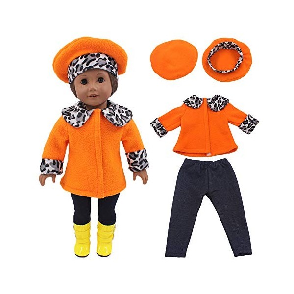 Uteruik Vêtements de poupée pour fille de 46 cm – Chapeau, manteau et pantalon, accessoire de costume, 3 pièces/ensemble B 