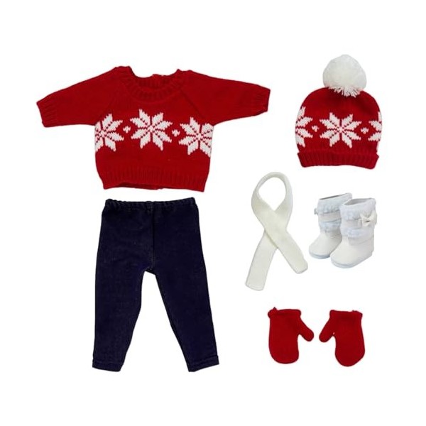 SMELEYOU Dols Clothes Christmas 18 Pouces Dolon Accessoires Comprend des Pulls Pantalons Chapeaux Gants Chaussures et Foulard