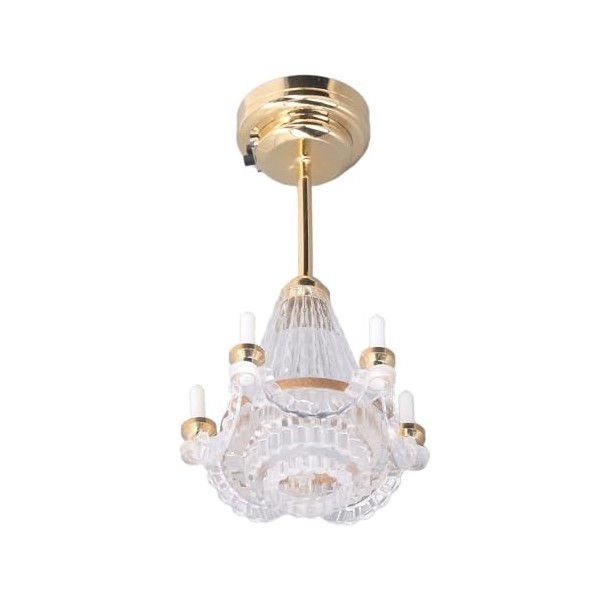 Dilwe Lampe Chandelier Vintage Exquise pour Maison de Poupée avec Lumières LED, Scènes Vives, pour Maison de Poupée à Léchel