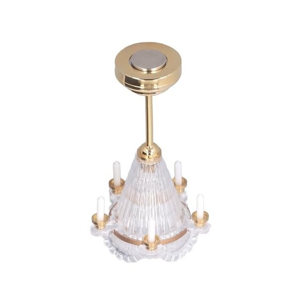 Dilwe Lampe Chandelier Vintage Exquise pour Maison de Poupée avec Lumières LED, Scènes Vives, pour Maison de Poupée à Léchel