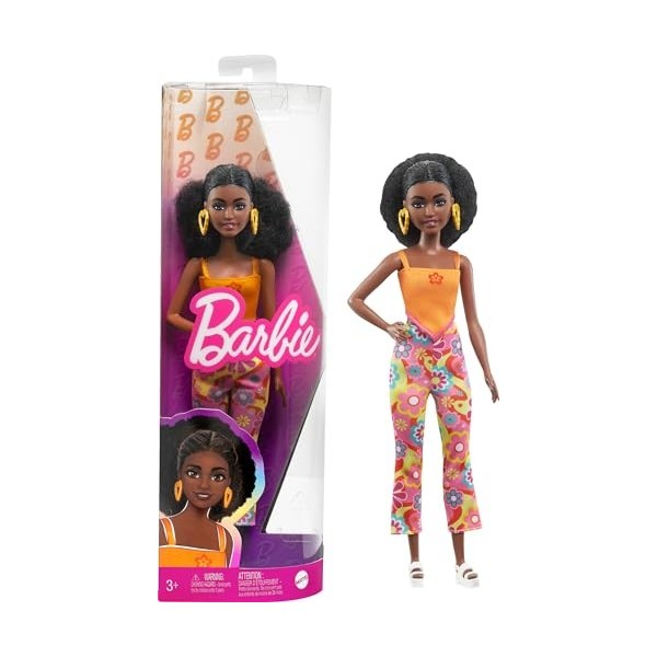 Barbie Fashionistas, Cheveux Noirs Bouclés Et Petite Silhouette, Vêtements Et Accessoires De Style Y2K, Jouet Enfant, Dès 3 A