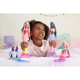 Barbie Poupée Sirène Dreamtopia Cheveux Bleus , avec Queue de Sirène à Dégradé Rose et Bleu et Diadème, Jouet Enfant, Dès 3 