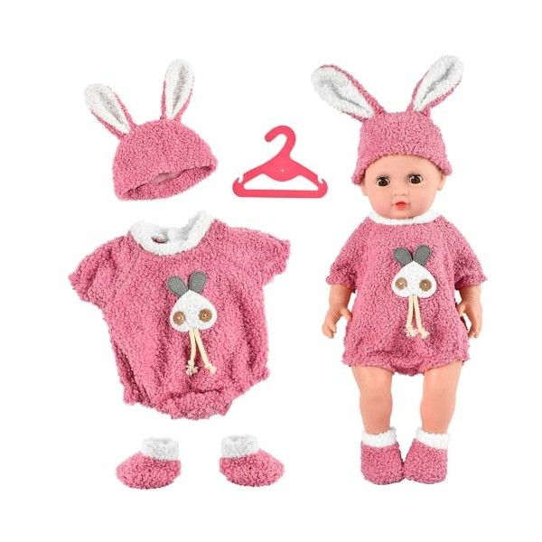 Vêtements pour poupées Nines d'Onil 23 cm - Little Mia - Robe en laine rose avec fleurs Vêtements pour poupées Nines d'Onil 23 cm - Little Mia - Robe en laine rose avec fleurs