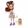 Enchantimals Coffret Mini Poupée Bêtes Citadines Tarla Chat Tigré Avec Figurine Chat Cuddler, Poupée 15 Cm, Accessoires Inclu