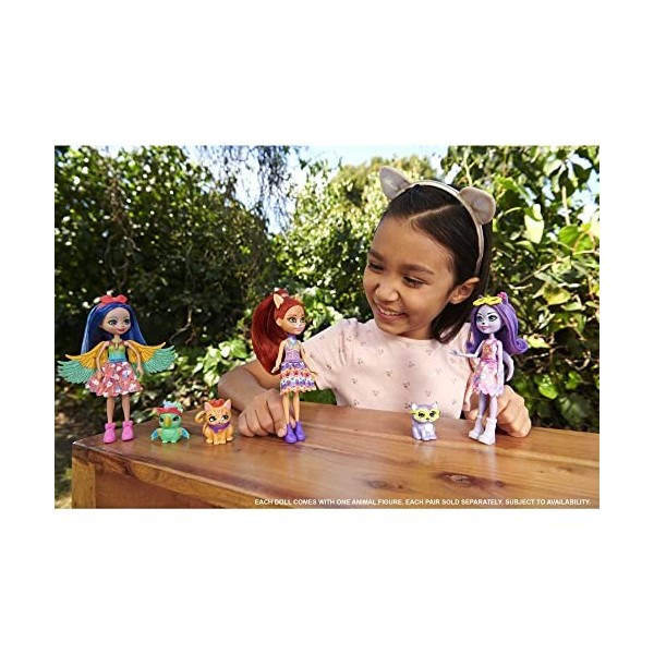 Enchantimals Coffret Mini Poupée Bêtes Citadines Tarla Chat Tigré Avec Figurine Chat Cuddler, Poupée 15 Cm, Accessoires Inclu