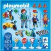 Playmobil - 5571 - Figurine Transport Et Circulation - Enfants avec Agent De Sécurité Routière