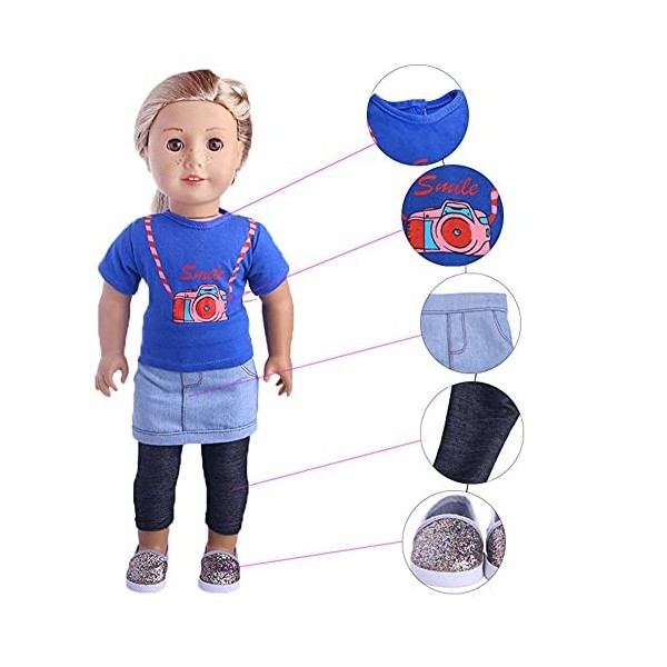 Uteruik Vêtements de poupée pour poupée Our Generation de 46 cm - Ensemble de 4 pièces