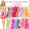 Lot de 96 vêtements de poupée et Accessoires Compatible avec poupée Barbie 16 Robes 10 Sacs à Main 20 Paires de Chaussures 30