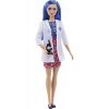 Barbie Métiers poupée Scientifique aux cheveux bleus, avec robe colorée, blouse de laboratoire, chaussures, accessoire micros