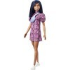 Barbie Fashionistas poupée mannequin 143 aux cheveux bleus avec une robe rose et noire, jouet pour enfant, GXY99
