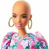 Barbie Fashionistas poupée mannequin 150 chauve avec une robe à fleurs, jouet pour enfant, GHW64