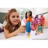 Barbie Fashionistas poupée mannequin 145 avec longues couettes, un tee-shirt orange et une jupe brillante, jouet pour enfant