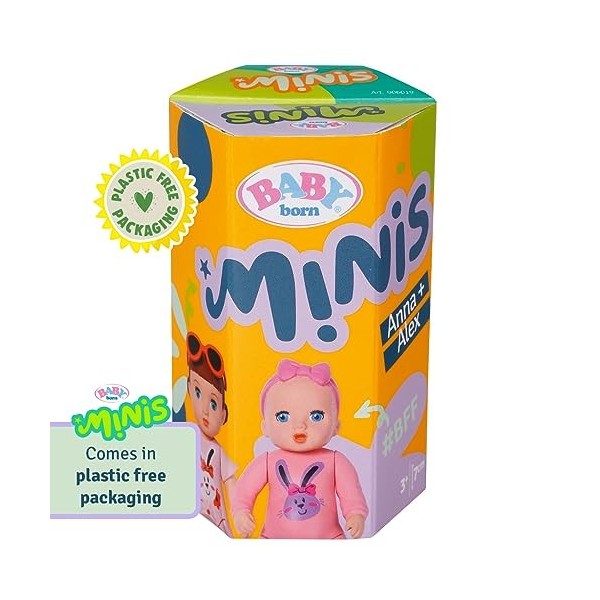 Baby Born Minis Online Lot de 2 Alex & Anna 906033 - Poupée de 6,5 cm avec Effets de Changement de Couleur et poupée de 7 cm 