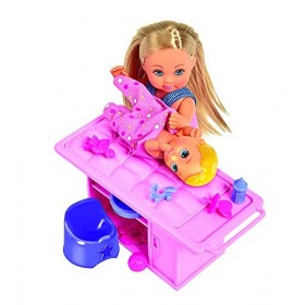 Simba 105733360 Evi Love Babysitter/avec Joli bébé/avec Table à Langer/Nombreux Accessoires/Mannequin / 12 cm pour Les Enfant