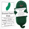 Emotional Support Pickle, Mini PoupéE de Cornichon TricotéE avec Carte Positive, Cadeaux de Bonne Chance, Cadeaux Amusants, C