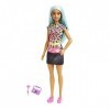 Barbie Poupée Mannequin Maquilleuse de la collection Métiers avec palette et pinceau, robe, jupe, tablier de maquillage et ch