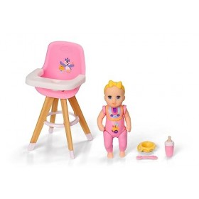 BABY born Minis Set avec chaise haute & Luna 906125 - Poupée de 6,5 cm avec accessoires exclusifs et 1 corps mobile pour un j