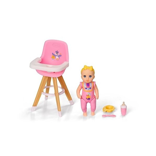 BABY born Minis Set avec chaise haute & Luna 906125 - Poupée de 6,5 cm avec accessoires exclusifs et 1 corps mobile pour un j
