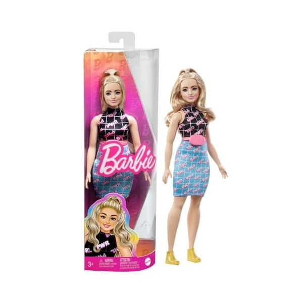 Barbie Fashionistas, Blonde, Morphologie Ronde, Tenue Girl Power, Vêtements Et Accessoires, Jouet Enfant, Dès 3 Ans, HPF78