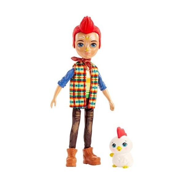 Coffret enchantimals Poupee redward Rooster + Cluck Le Coq - Figurine 15cm avec Animal - Mini-Poupee