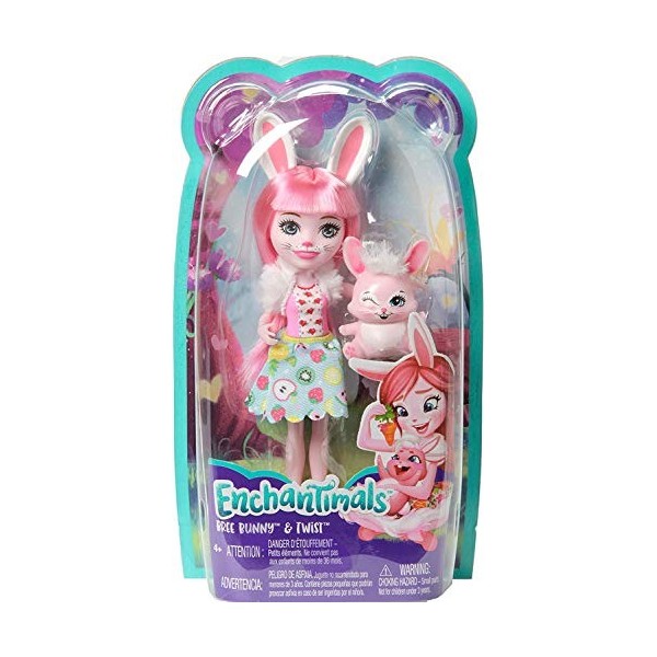 Coffret enchantimals poupée Bree Bunny avec Twist Le Lapin - Figurine 15cm avec Animal - Mini poupée