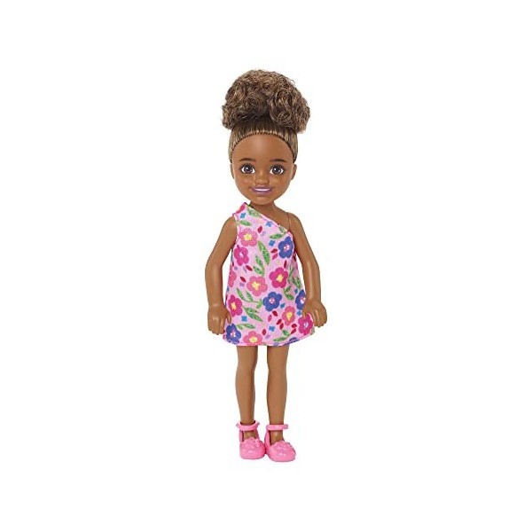 Barbie Chelsea Club - HGT07 - Poupée 15cm articulée - Fille métisse avec Robe à Fleur Rose