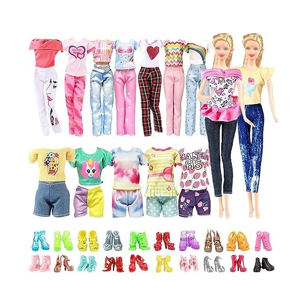 20 Vêtements Compatible avec Barbie Poupée Accessoires de Poupée 10 Chaussures 10 Vêtements Tenues pour Poupées Bébé Poupée C