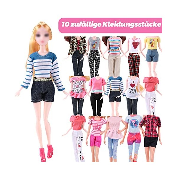 20 Vêtements Compatible avec Barbie Poupée Accessoires de Poupée 10 Chaussures 10 Vêtements Tenues pour Poupées Bébé Poupée C