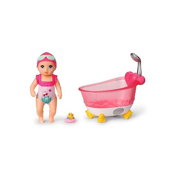 BABY born Minis Set avec baignoire & Amy 906101 - Poupée de 6,5 cm avec accessoires exclusifs et 1 corps mobile pour un jeu r