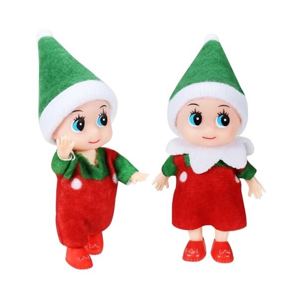 EKKONG Lutin Farceur de Noel, Elfe de Noel Farceurs 2 Pièces Bebe Petit Lutin Farceur de Noel pour Jouet de Décorations de No