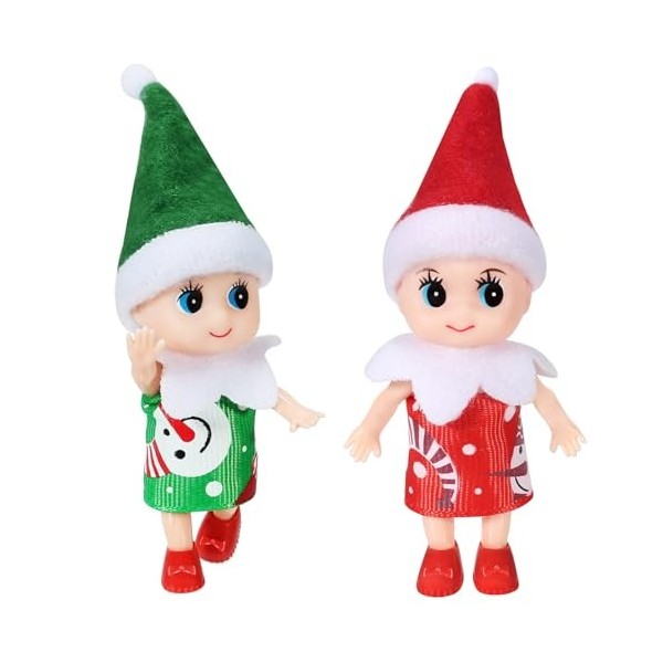 EKKONG Lutin Farceur de Noel, Elfe de Noel Farceurs 2 Pièces Bebe Petit Lutin Farceur de Noel pour Jouet de Décorations de No