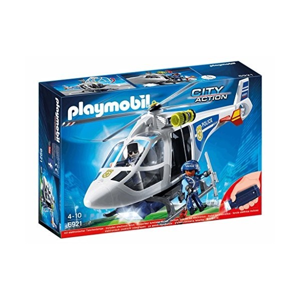 Playmobil - Hélicoptère de Police avec projecteur de Recherche - 6921