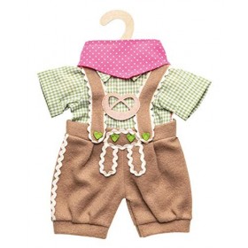 Heless 2114 - Ensemble de vêtements pour poupées, 3 pièces avec pantalon traditionnel, chemise et écharpe, taille 35 - 45 cm