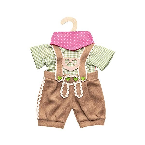 Heless 2114 - Ensemble de vêtements pour poupées, 3 pièces avec pantalon traditionnel, chemise et écharpe, taille 35 - 45 cm