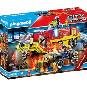 Playmobil Camion de Pompiers et véhicule enflammé