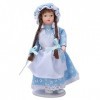 1:12 Maison De Poupée en Céramique Figurines De Fille Articulations Pliables Poupée Fille en Bleu avec Capuche Et Tresses pou