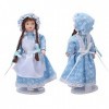 1:12 Maison De Poupée en Céramique Figurines De Fille Articulations Pliables Poupée Fille en Bleu avec Capuche Et Tresses pou